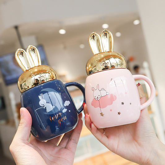 Rabbit Ears Ceramic Pot Belly Mug